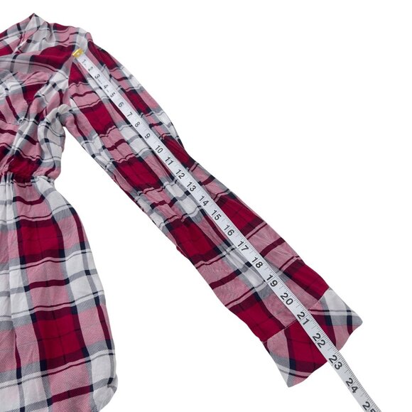 Torrid Womens Pink Baby Doll Plaid Button-Up Tunic Top Size 0 100% Rayon - Picture 8 of 11